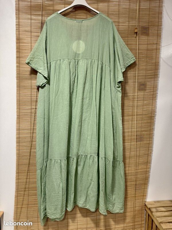 GRANDE TAILLE Robe voile de coton vert amande Vêtements