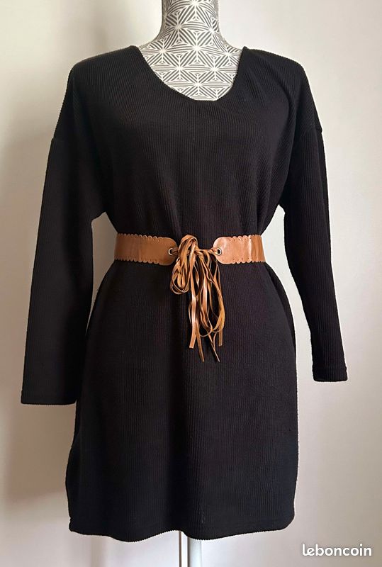 Robe pull noir Shein ceinture Vêtements