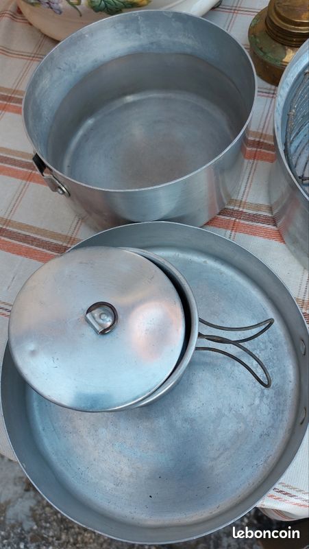 Ensemble Casseroles Camping Vintage – Aluminium, Compatible Gaz/électrique