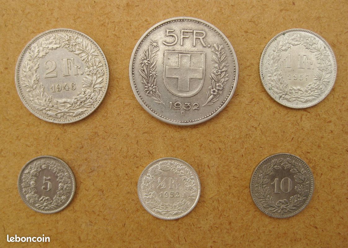 Lot pièces 5, 2, 1 Francs Suisse argent (image 1)