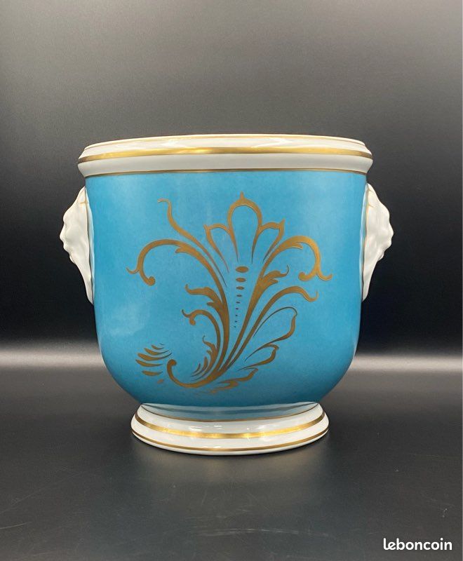 Rare Rafraîchissoir De Table En Porcelaine De Limoges - Blanc