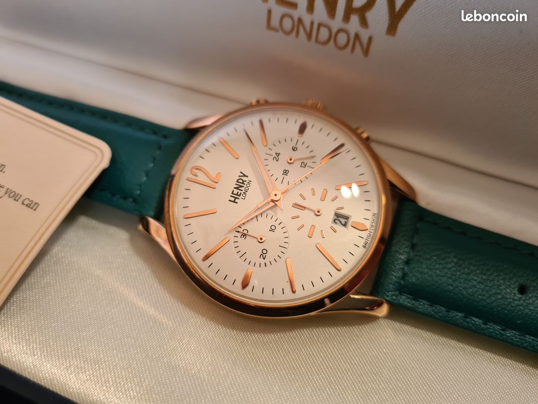 Montre Quartz Chronographe Henry London – Style Unisexe Élégant – Bracelet Cuir – Personnalisation Possible