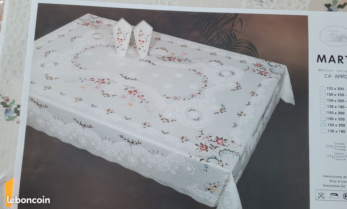 Nappe de table motif floral, 150 x 200, Neuve de stock Emballage d’origine (image 6)