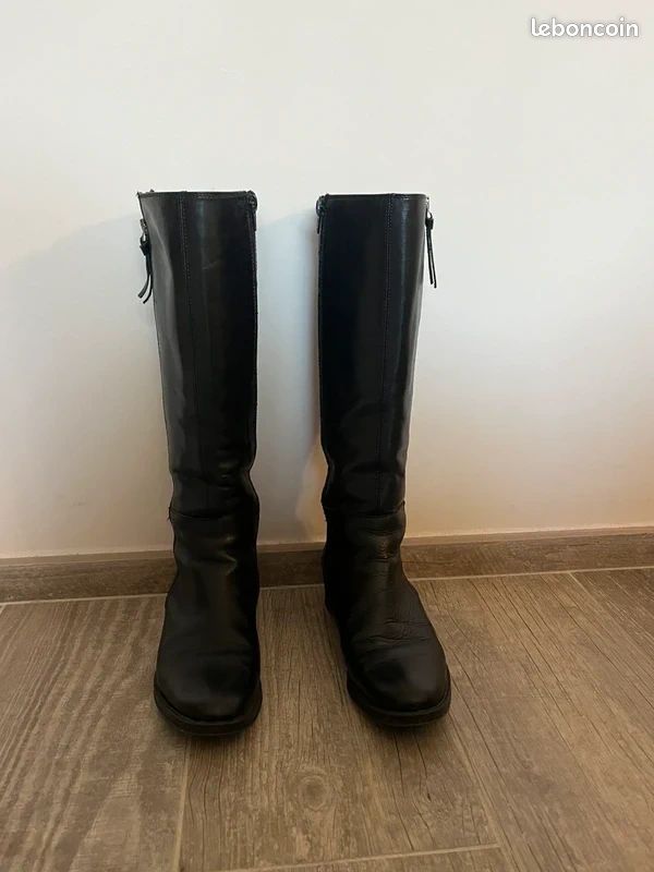 Bottes Cavalières San Marina En Cuir Grainé Noir - Taille 38, Excellent état - Occasion