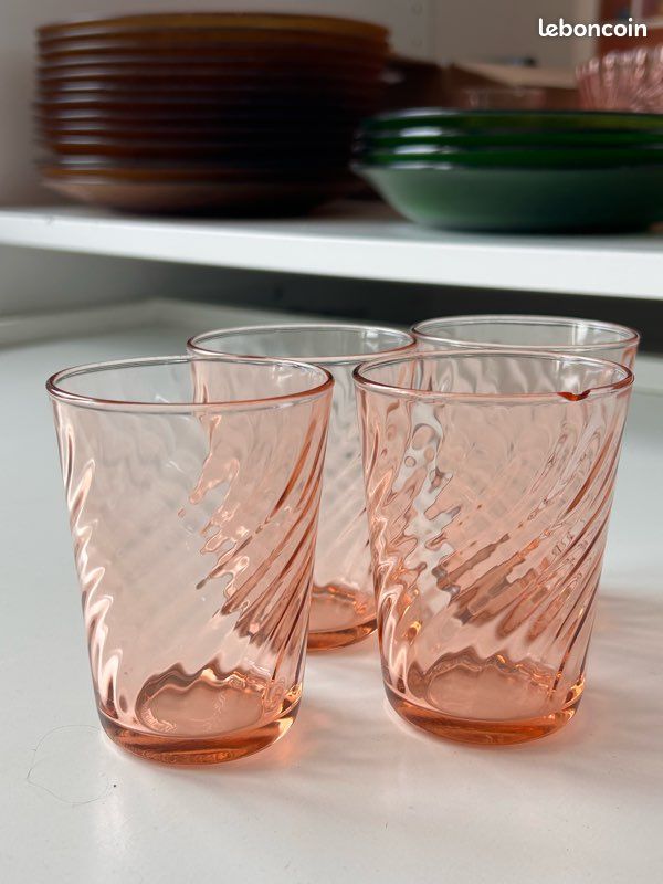 Lot De 5 Verres Vintage Arcopal - Motifs Fleurs Et Papillons - 200 Ml