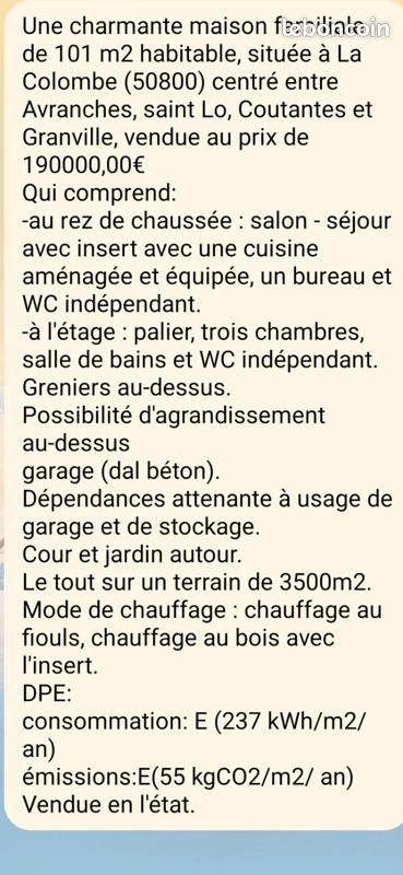 Maison 5 pièces 101 m² · à La Colombe · 101 m² · 190 000 €