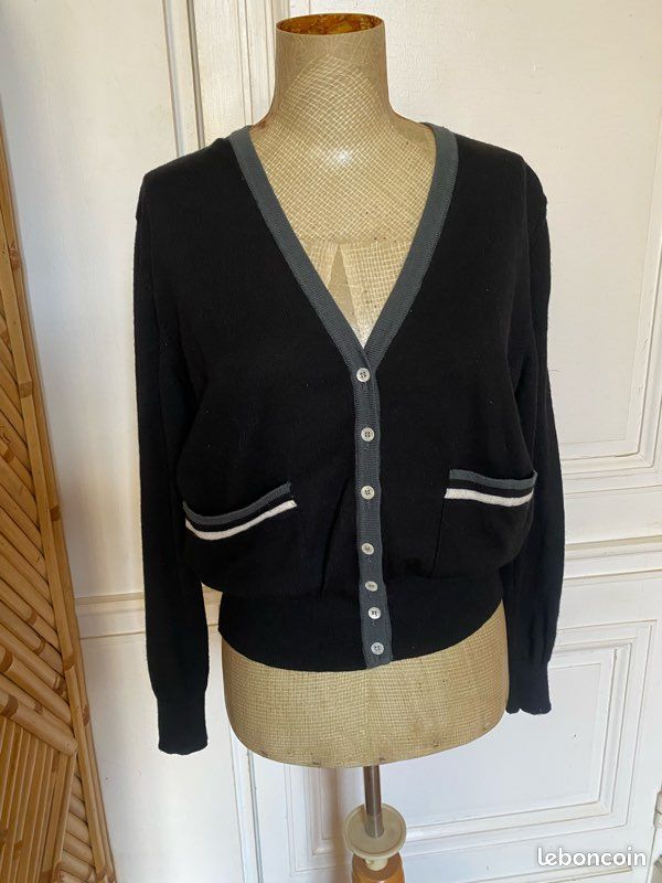 Pull Gilet Boutonné Save The Queen Noir - Taille L (38/40) - Occasion Très Bon état