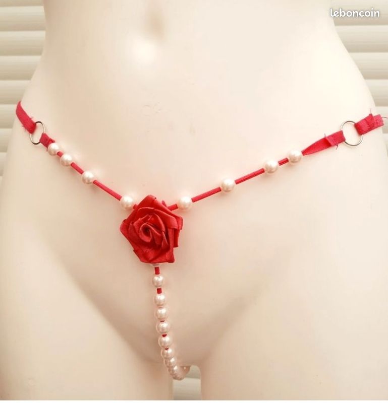 Lot De 1 String De Massage Perlé Taille Basse En Dentelle Rose Rose