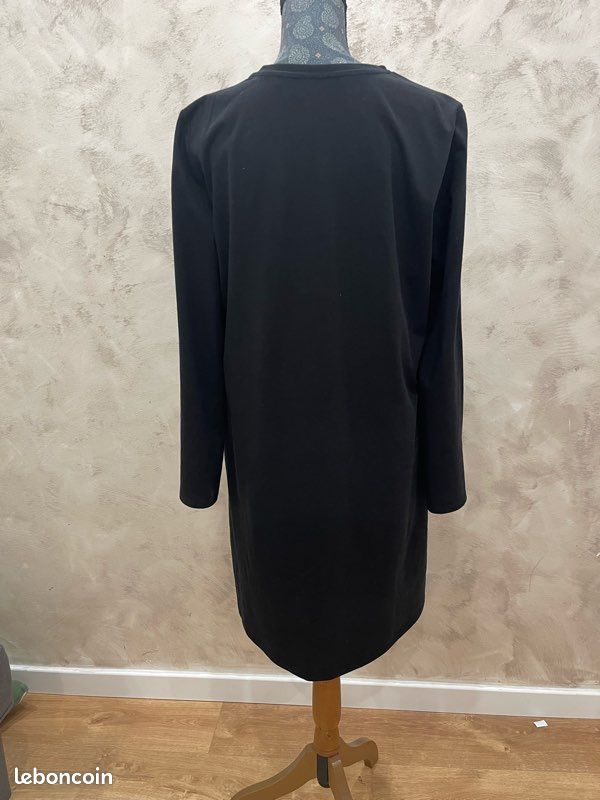 Robe Tunique Ample ESPERANCE PARIS Noire Argentée, Taille L (FR44/US12/UK16/EUR42)