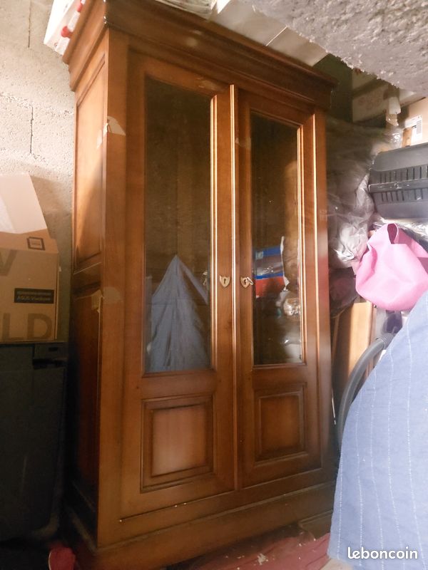 Meuble vitrine merisier (image 1)