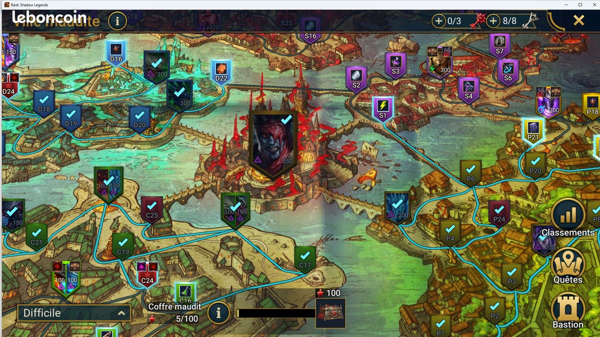 COMPTE RAID SHADOW legends 162 legendaires et presque tout les epiques