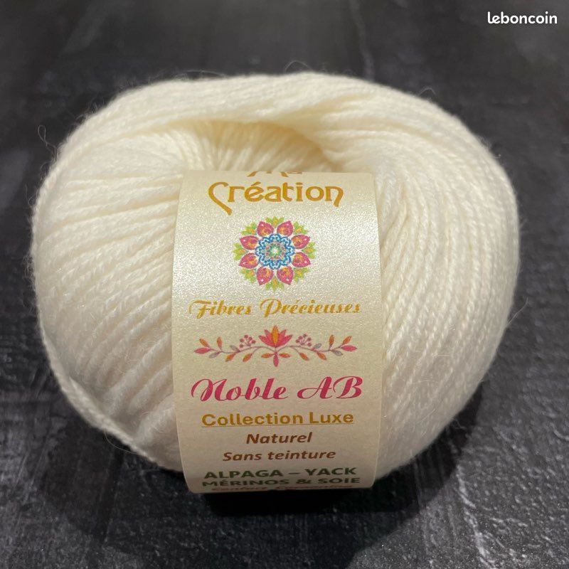 Alpaga yack mérinos et soie Noble AB naturel sans teinture 10 pelotes de 50g 120m (image 1)