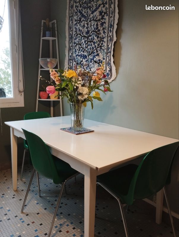 Table blanche 85x150cm avec rallonge (image 1)