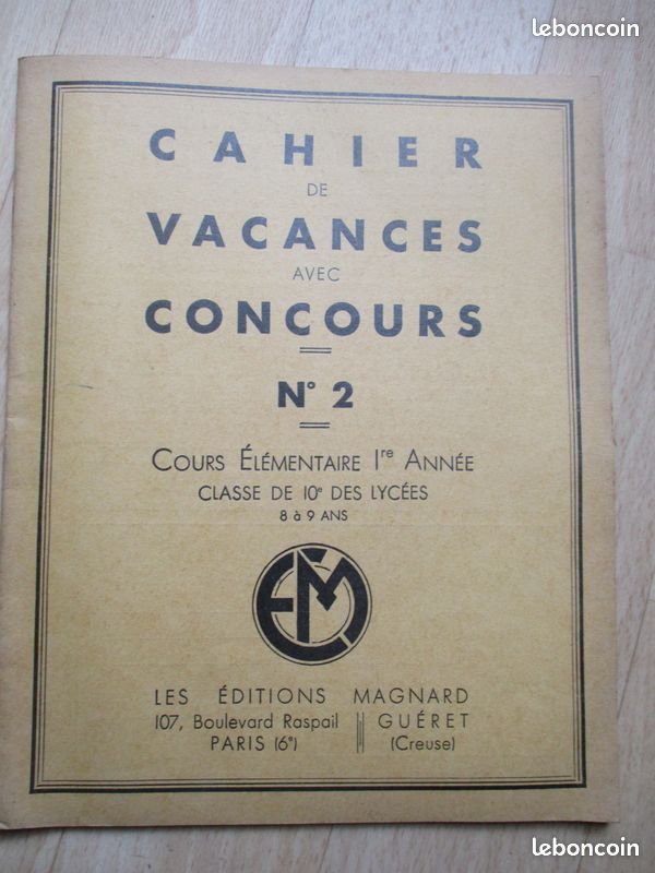 Cahier De Vacances Magnard Année 1950 - 32 Pages, Format 17x22 Cm, Vintage Et Rétro