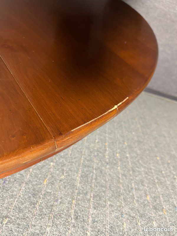 Plateau table ronde en bois massif avec rallonges (image 1)