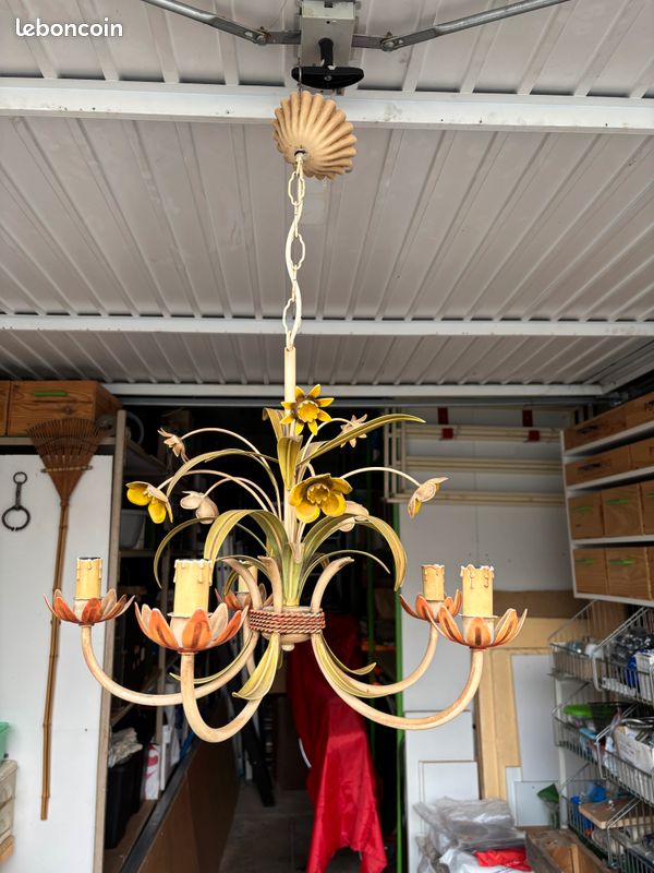 Plusieurs lustres de couleur en 3 ou 5 branches en tbé (image 4)