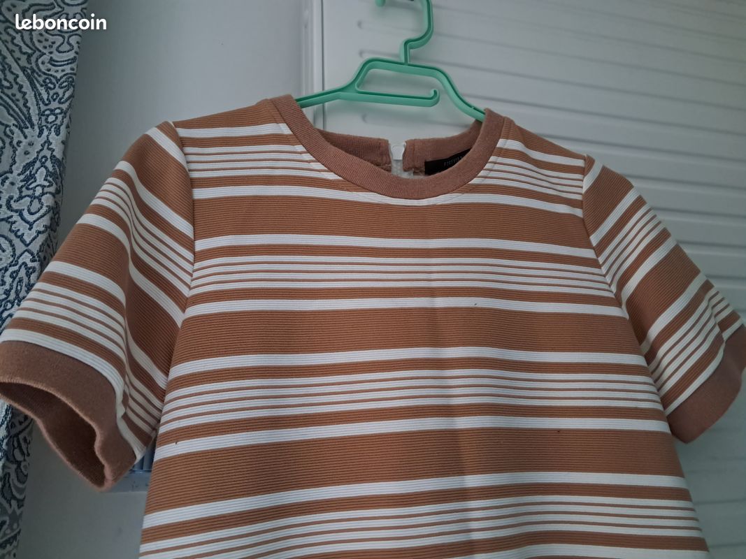 Jolie robe à rayure caramel et blanche (image 6)