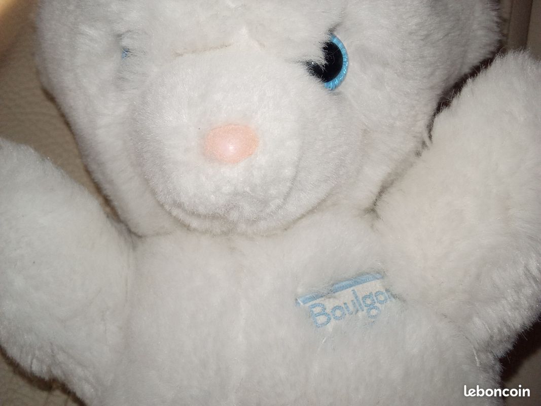 Doudou plat ours bleu blanc SUCRE D'ORGE
