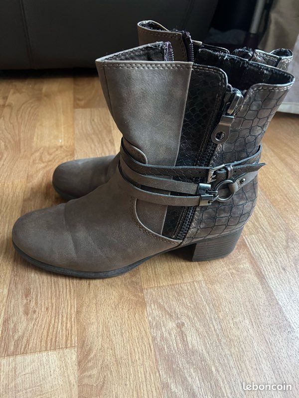 Bottines Femme Pointure 39 - Noir - Synthétique - Occasion Bon état
