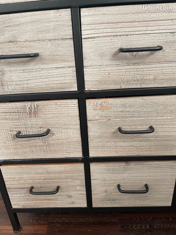 Belle Commode industrielle métal + bois 12 tiroirs – style atelier (image 5)