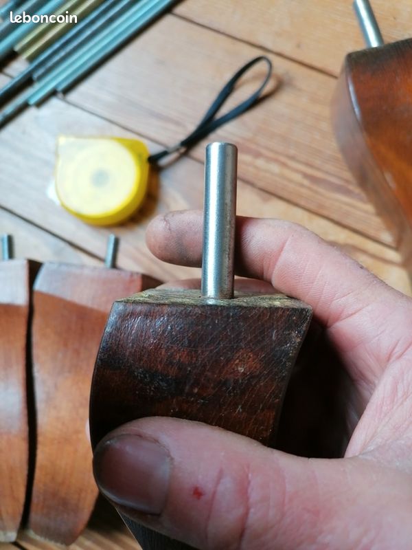 Pieds de lit bois forme ondulée ancien années 70/80 tige filetée ou lisse au choix (image 4)