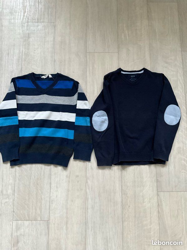 Pull Col V En Coton Pour Garçon George, Bleu, Taille 6-7 Ans (très Bon état)