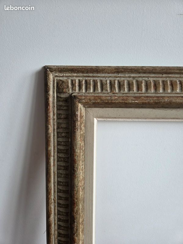Grand cadre 12P ancien montparnasse en bois céruse doré tableau miroir encadrement (image 5)
