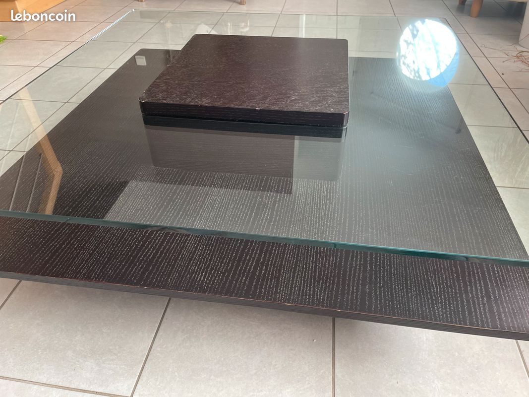 Table basse bois et verre (image 2)