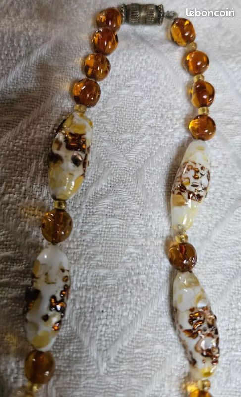 Collier Long En Pâte De Verre Murano Multicolore (116 Cm) - Sautoir Vintage Ancien
