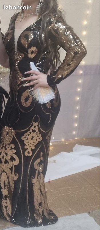 Robe soiree noir et doré Vêtements
