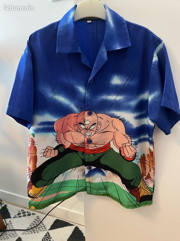 Chemise Garçon Bleu Avec Dragon Chinois 12 Mois - Occasion Très Bon état - Style Ethnique Avec Nœud-bouton