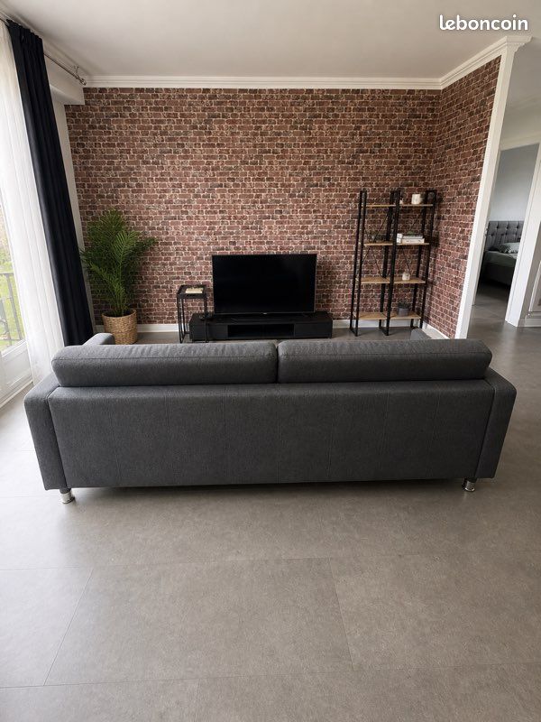 Canapé convertible 3 places gris – bon état + couchage (image 3)