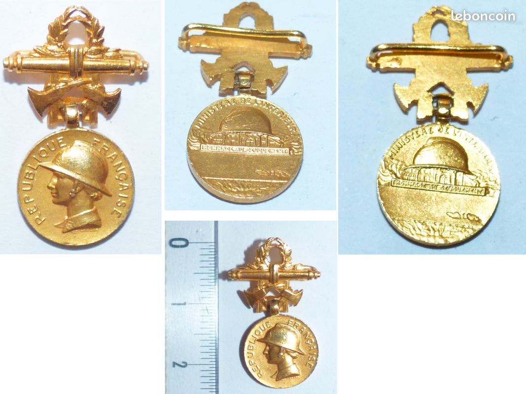 Médaille Pompiers 30 ans Réduction Or Vermeil (image 1)