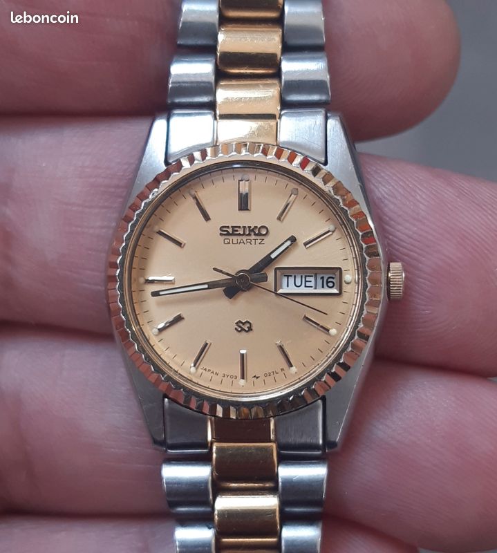 Montre Femme SEIKO Quartz Acier Argenté Doré D'origine D'occasion Bon État Fonctionnel (image 3)
