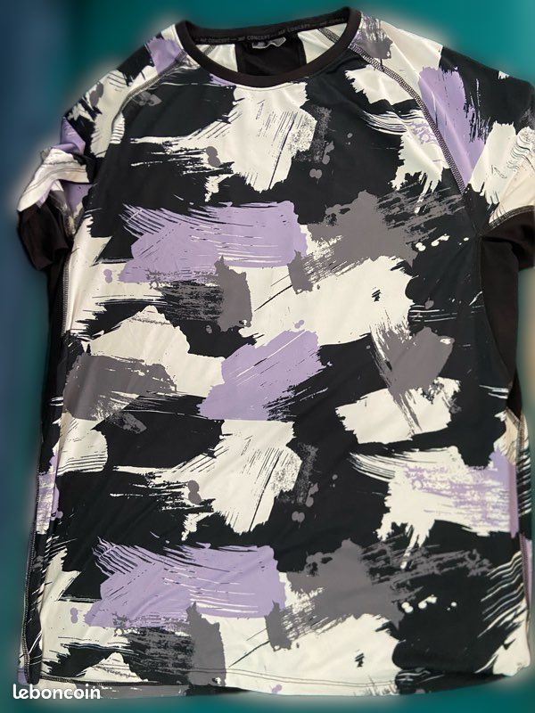 The shirt lycra noir blanc gris et mauve (image 1)