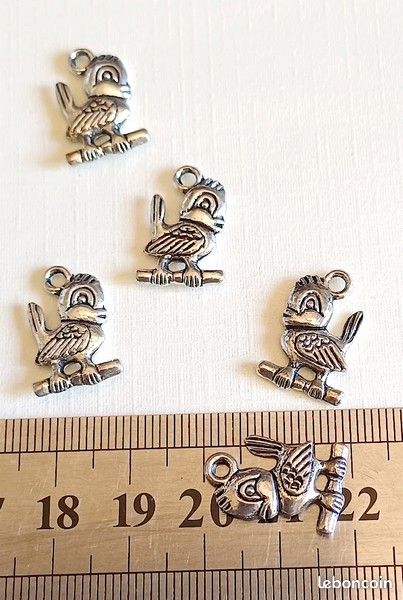 5 Breloques _ Oiseau sur branche 19mm _ Perles charms création bijoux _ B177 (image 2)