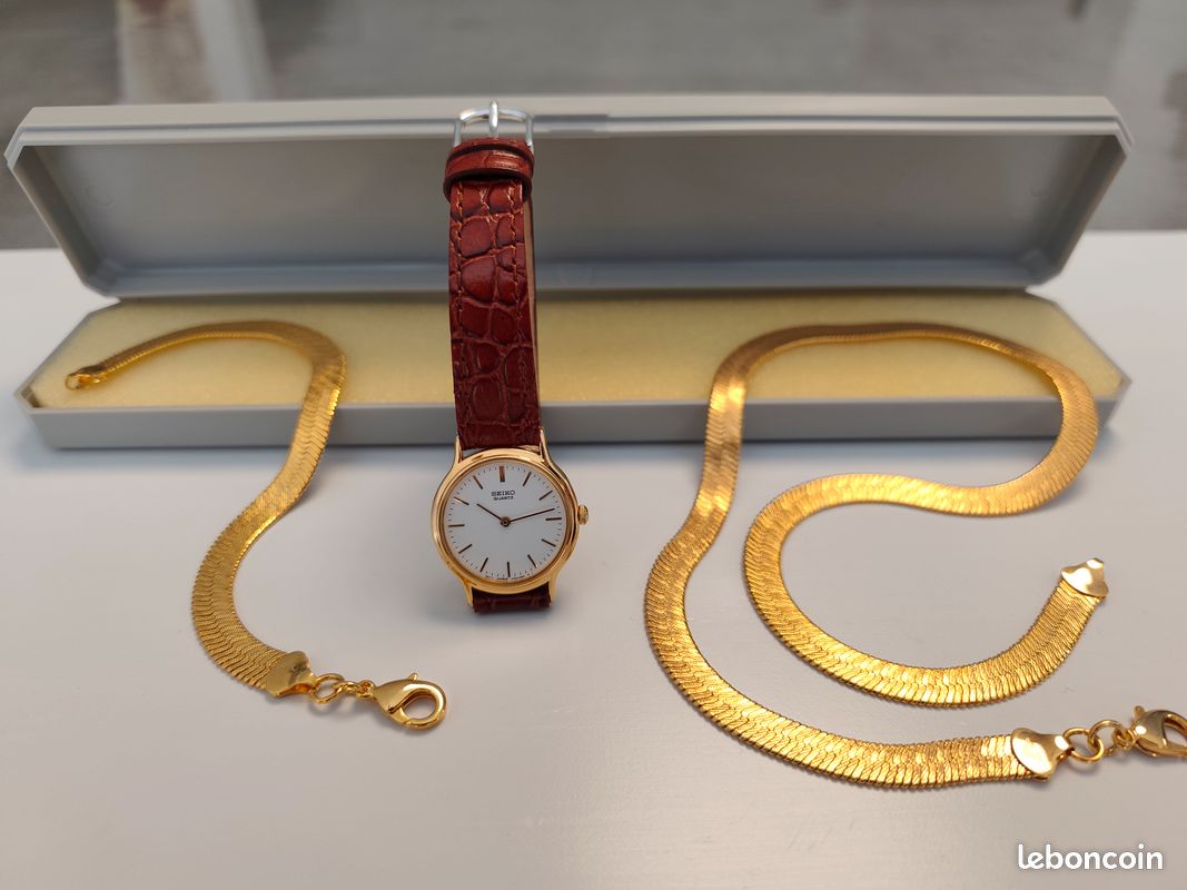 Montre femme seiko quartz vintage et un lot de bijoux fantaisie avec 2 ecrins (image 4)
