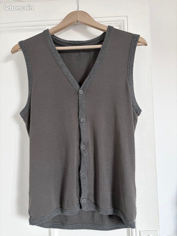 Gilet Uni En Mélange De Coton Cremieux Travis Taille L Couleur Grise