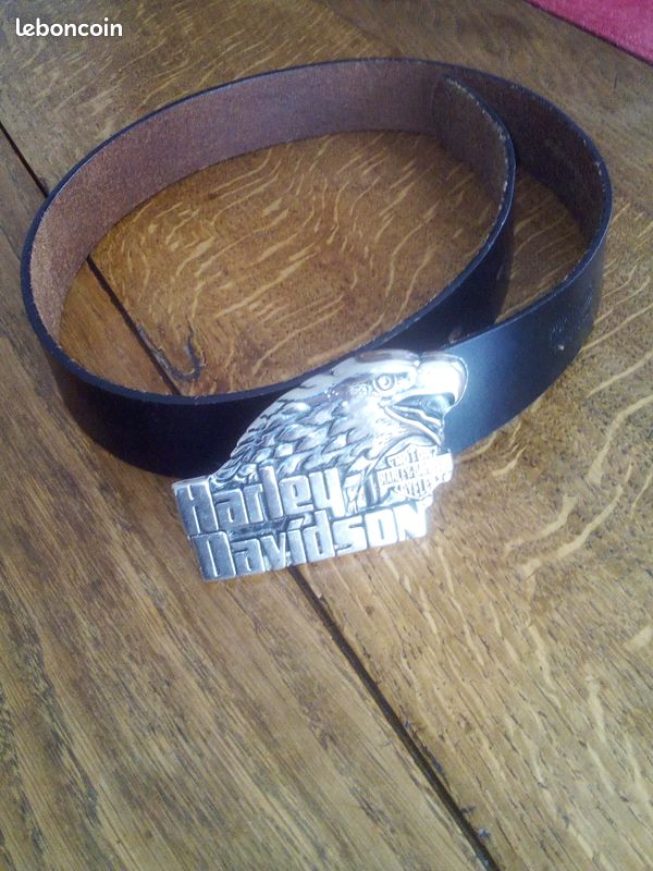 Ceinture En Cuir Harley-Davidson Pour Homme - Noir, Longueur 87 Cm - Occasion