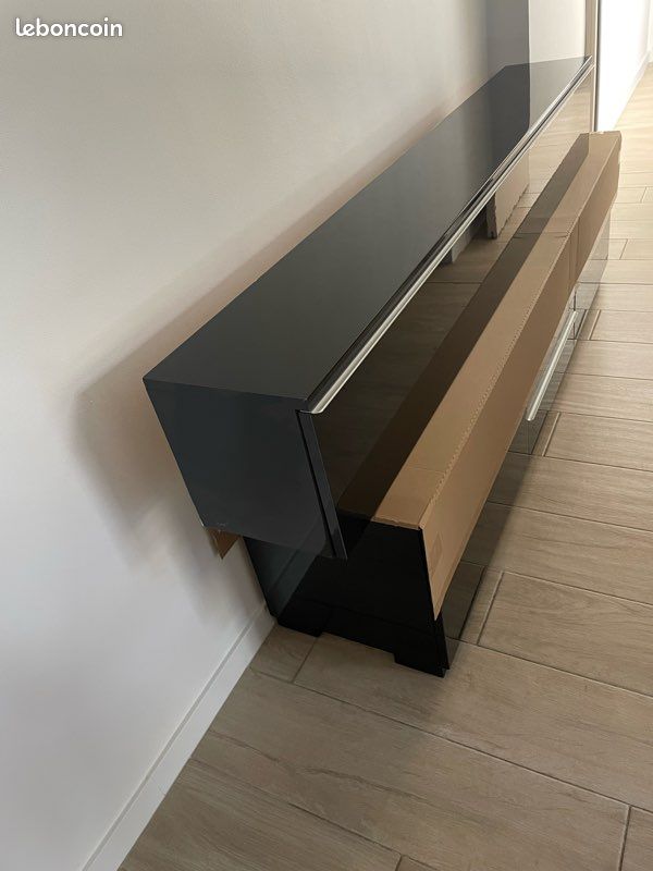 Meuble tv besta noir laqué + étagère murale (image 8)