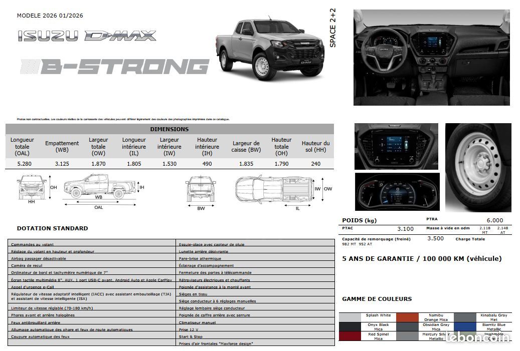 Isuzu D-max 2.2L B-strong *32900 HT* Space NOUVEAU (image 4)