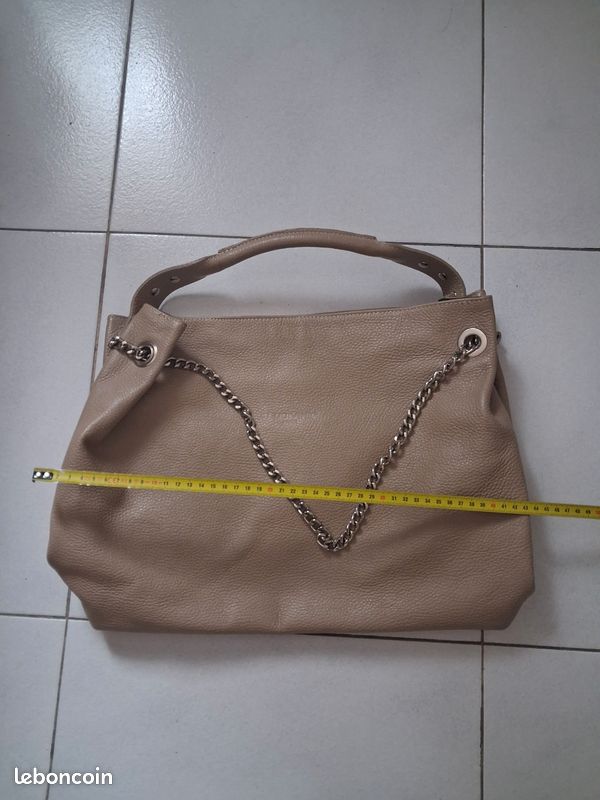 Sac cuir grainé beige (image 4)