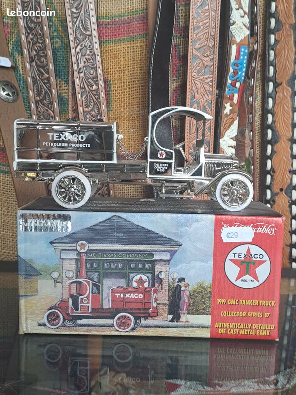Miniature Texaco tirelire GMC Tanker Truck 1919 édition chrome avec sa boîte d'origine vintage us rétro décoration loft studio garage (image 1)