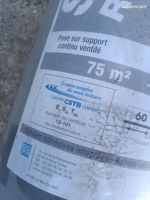 Ecran, film sous-toiture Sup'Air Reflex ADH+ membrane HPV - Siplast 75m2 (image 5)