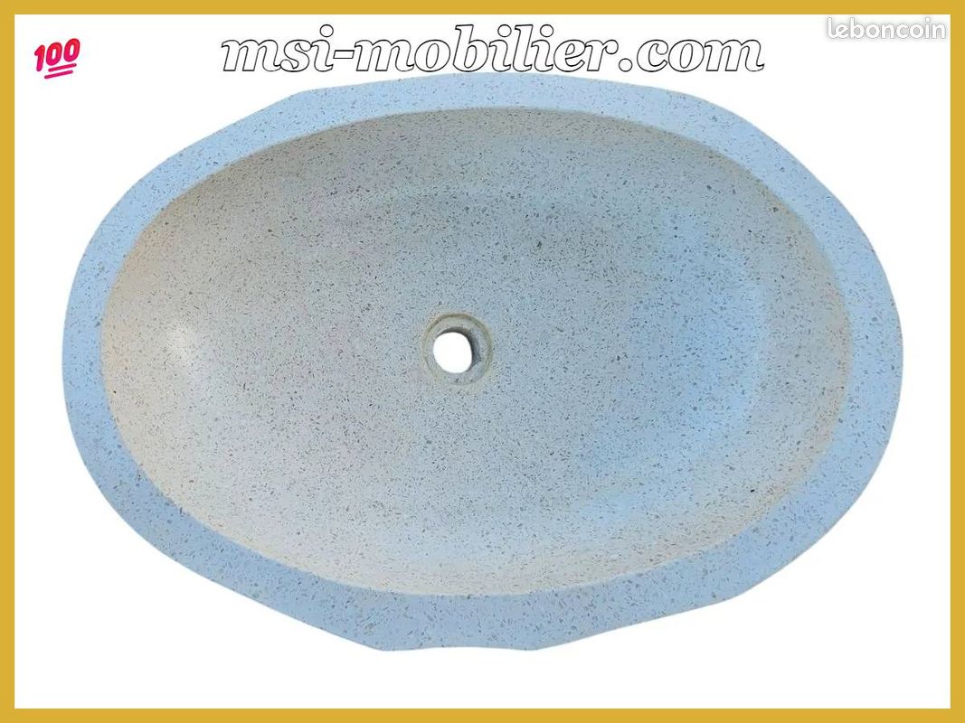 ❤️ Vasque à poser facettée en pierre terrazzo couleur beige design moderne pour salle de bain (image 3)