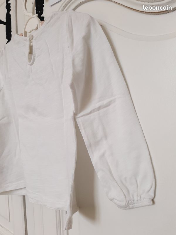 T-shirt Broderie Longues Manches Blanc Fille 4 ans Vertbaudet (image 8)