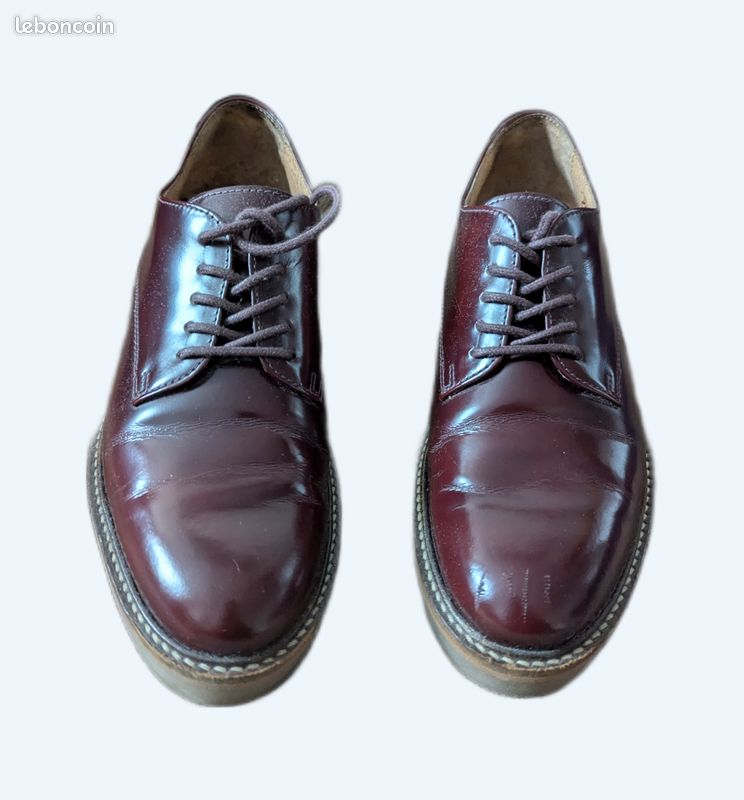 Chaussures en cuir marron-bordeaux Kickers T 39 (image 1)