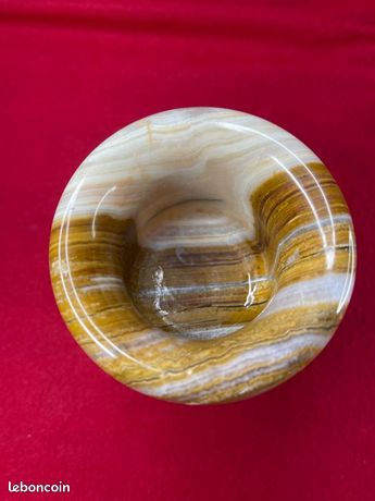 Ancien Mortier Et Pilon En Onyx Beige – Pierre Naturelle Faite Main – Vintage Années 1920-1940