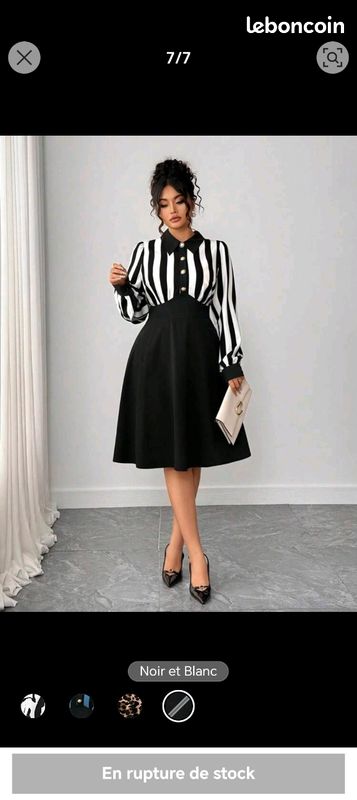 Robe Shein Curve Noir Et Blanc - Taille 2XL, Motif Floral, Maxi, Occasion Très Bon état