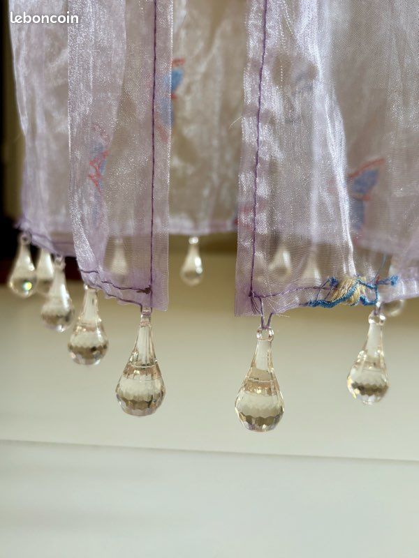 Abat-jour plafonnier lila voilage léger avec perles décoratives (image 4)
